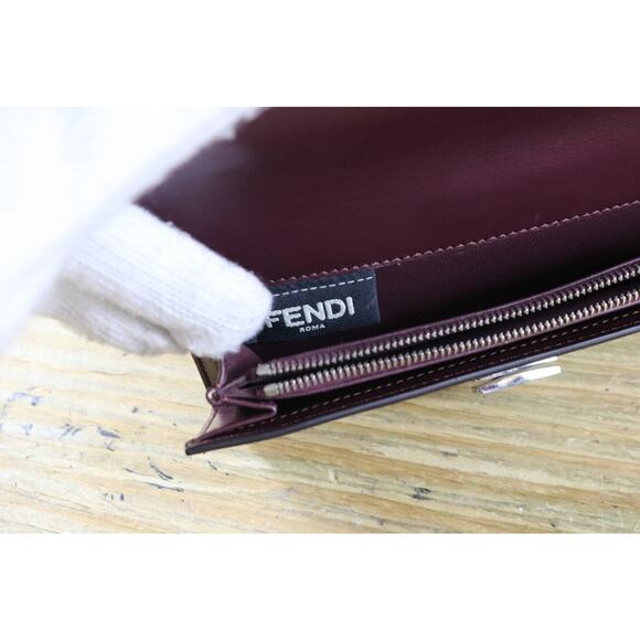 Fendi Wallet Leather Brown Gray Peekaboo Continental Certificate of Authenticity - Picture 5 of 16